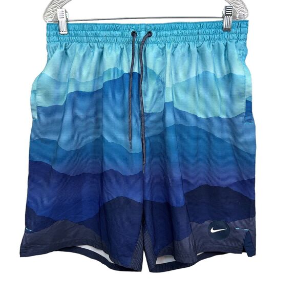 Nike Mens Swim Trunks Elastic Drawstring Waist Mesh Inner Lining Blue Teal Sz XL - Picture 1 of 5